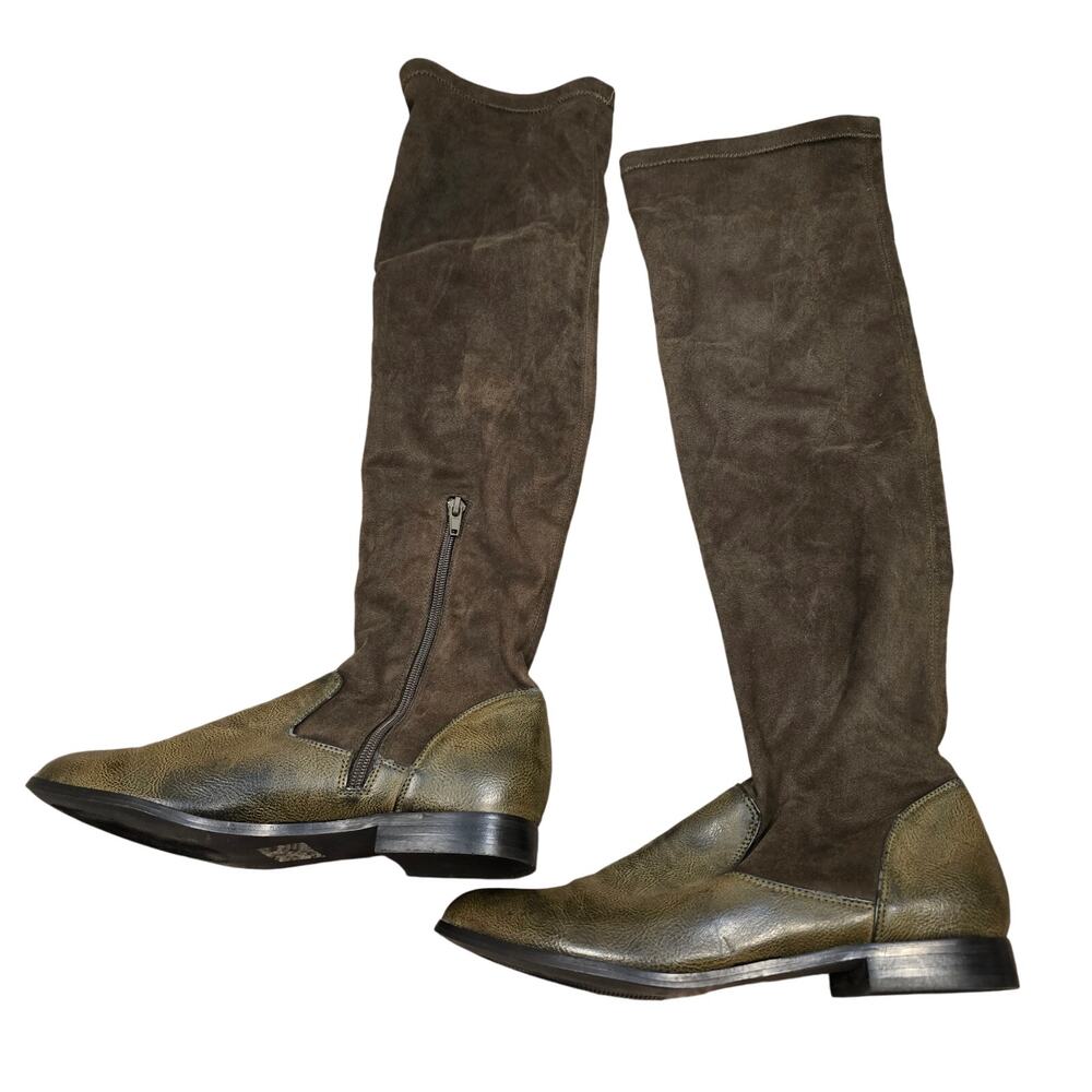 Women's Farylrobin Olive Green Suede Knee High Riding Boots | Size 7.5